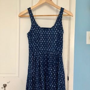 Blue patterned skater dress